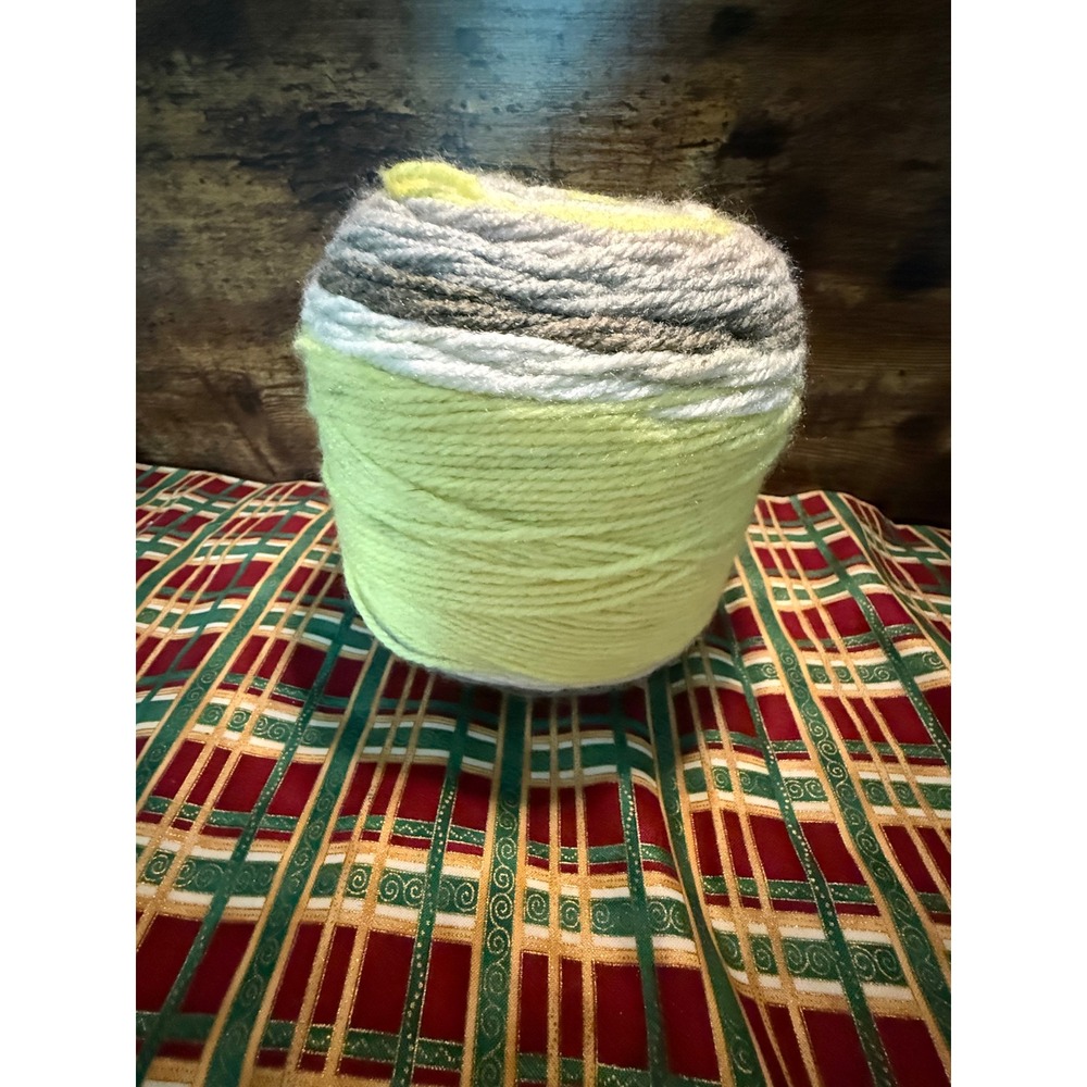 Yellow White and Grey Self Striping Cake Yarn for Knitting and Crochet